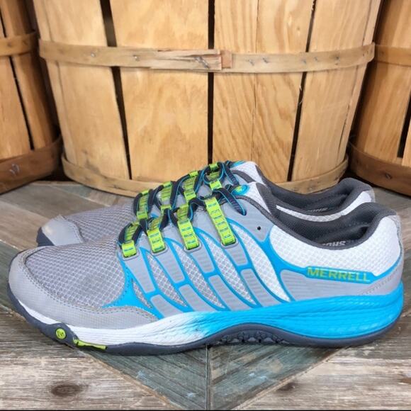 Merrell All Out Fuse J06324 Gray Teal Minimalist Trail Running Shoe Women Size 7 - Picture 2 of 11